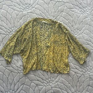 Anthropologie Yellow and Black Leaf Camisole